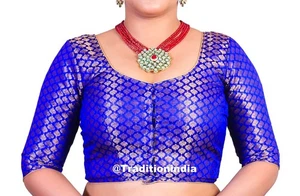 Damenbluse, indische Sari Bluse, blau Ready To Wear Sari Bluse - Bild 1 von 3