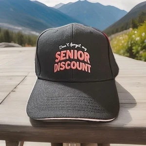 Don't Forget My Senior Discount! Baseball Cap Hat Funny Grandpa Dad Slapback - Picture 1 of 3