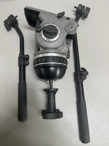 CARTONI GAMMA FLUID HEAD TELESCOPIC PAN BAR HAN CAMERA WEDGE PLATE SERVICED 35Lb - Picture 1 of 15
