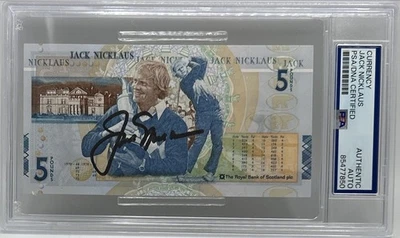 (1) JACK NICKLAUS SIGNED BRITISH OPEN 5 POUND NOTE PSA/DNA AUTHENTIC 3 Available - Image 1 of 4