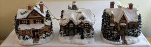 THOMAS KINKADE'S WINTER MEMORIES ILLUMINATED ORNAMENT PRE-OWNED #39205 3 IN SET - Picture 1 of 7