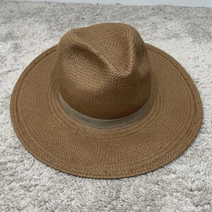 NUEVO $287 JANESSA LEONE Adriana Sombrero de Paja Estilo Fedora Gamuza Banda Talla Pequeña Tostado - Imagen 1 de 6