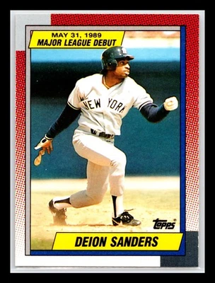 Deion Sanders Novato 1990 Topps Debut en Grandes Ligas 1989 #108 Entrenador Prime Yankees Foto 1 de 2