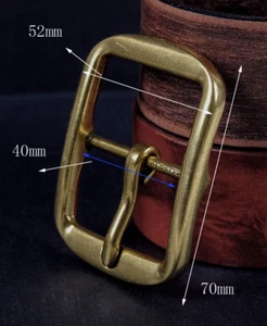 Heavy Brass Classic Center Bar Pin Belt Buckle for Leather Belt Fit 40mm Strap - Picture 1 of 10