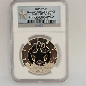 2015 P Silver US Marshals Service Proof Dollar NGC PF70 Ultra Cam Early Release  - Picture 1 of 3