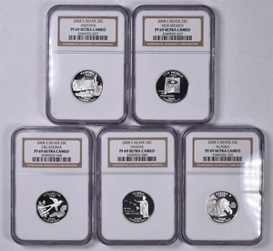2008-S Silver State Quarters 5 Coin Set - NGC PF69 ULTRA CAMEO - Picture 1 of 2