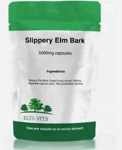 Corteccia di Olmo Scivolosa 5000mg Capsule - Supporto Digestivo Salute e Lenitivo - Foto 1 di 2