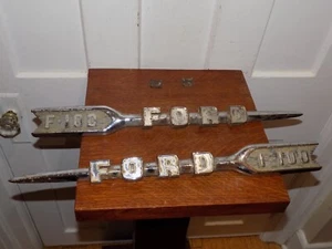 Vintage Pair of Ford F-100 Embossed Metal Sign Emblems for Truck - Picture 1 of 9
