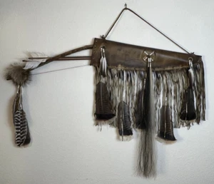Collectable Hand Made Native American Bow, Arrow, and Quiver Set 40" Bow - Picture 1 of 16