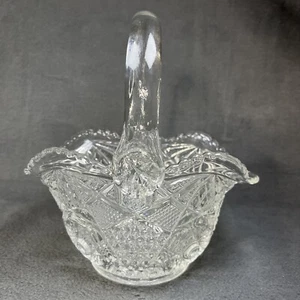 Cesta de novia de vidrio con mango flores nupciales vidrio prensado transparente borde con volantes de colección - Imagen 1 de 18