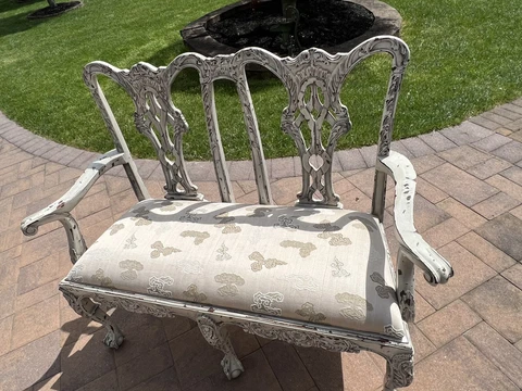 Chippendale Style Carved Settee Cover