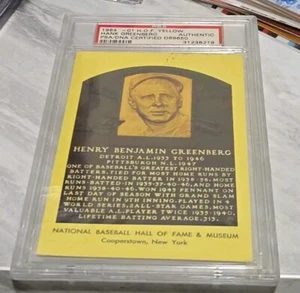 Hank Greenberg Signed Hall Of Fame HOF Plaque Postcard PSA/DNA Slabbed Tigers - Picture 1 of 2