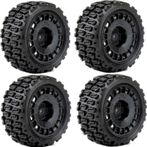 Powerhobby 1/10 Couragia Mounted Tires Radial Wheels (4) FOR Traxxas Rally Car - Picture 1 of 4