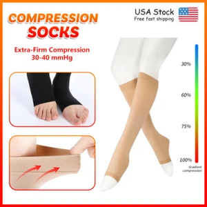 30-40mmHg Kompressionsstrümpfe Damen Herren Schlauch Socken Medizin Ödem Reise Flug - Bild 1 von 14