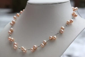 Collar de perlas de agua dulce joyería N23 collar ¡joyería auténtica! - Imagen 1 de 1
