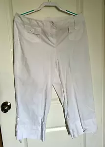 Women's Liz & CO White Cotton Capri Pants Size 12 - Picture 1 of 10