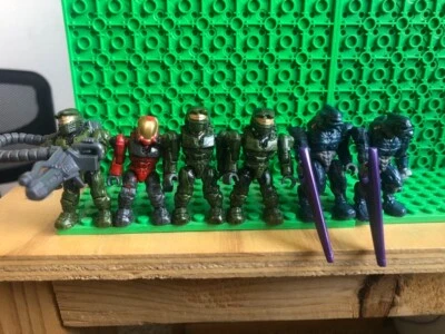 6 HALO Mega Bloks Construx Mini Action Figures 2"  RARE- Retired - Barely USED - Image 1 of 4