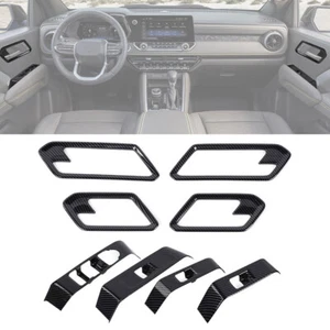 8x Carbon Inner Door window switches Power Lock Covers For Chevy Colorado 2023+ - Picture 1 of 19