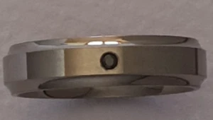2x Black Sapphire Titanium Polished Finish Wedding Dress Eternity Ring Size W - Picture 1 of 6