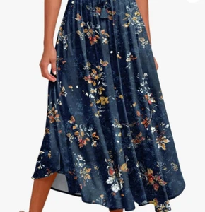 Zeagoo Womens size S Flowy Pleated A Line Elastic High Waisted Midi Skirt - Picture 1 of 5
