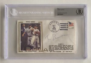 TOMMY LASORDA SIGNED GPC WORLD SERIES 75TH ANNIVERSARY ENVELOPE BECKETT AUTO - Picture 1 of 3