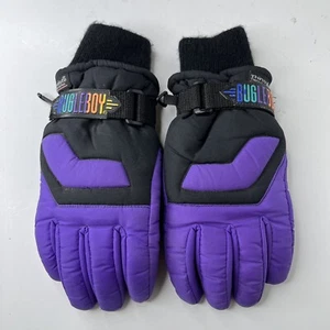 Vtg Thinsulate Bugle Boy Ski Gloves Womens SZ 13-15 Purple Black Adjustable Snow - Picture 1 of 9