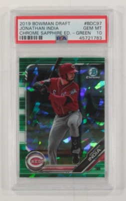 2019 Bowman Chrome Draft Green Sapphire Edition Jonathan India PSA 10 #BDC-97 - Image 1 of 3