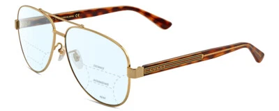 Gucci GG0528S Unisex Aviator Multi-Focus Blue Light Glasses Gold & Tortoise 63mm - Image 1 of 4