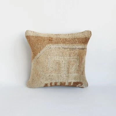 Turkish Rug  Pillow Cover Throw Pillow made of Vintage Handwoven Rug 16x16 in - Image 1 of 4