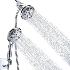 Chrom Hochdruck Duschkopf mit Hand Kombi Set Dual 10 Stufen Rund - Bild 1 von 8