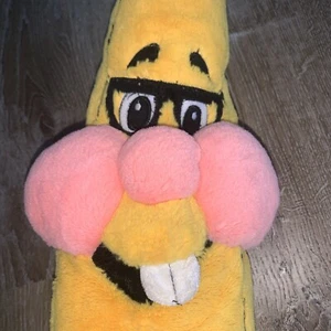 Peluche banana viso divertente cartone animato giallo giocattoli vintage 24" guance rosa imbottite bicchieri - Foto 1 di 6
