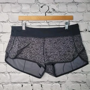 Lululemon Speed Up Shorts 2.5" Black Gray Swirl Floral Print Size 10 - Picture 1 of 11