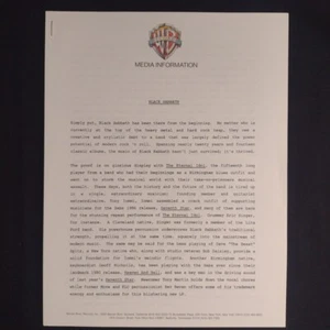 BLACK SABBATH, WB Medieninformation, Pressemitteilung 1990er Jahre - Bild 1 von 8