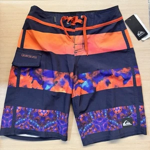 NWT Quicksilver Striped Board Surf Swim Shorts Blue Boys Size Medium (26) - Picture 1 of 6