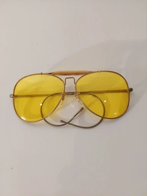 Настоящий винтажный авиатор желтый солнцезащитные очки 60-х 70-х стрелок съемки винтажный оттенок хиппи - Изображение 1 из 4
