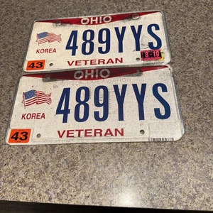 Ohio Birthplace of Aviation KOREA Veteran License Plate Exp 2019 Lake County - Picture 1 of 2