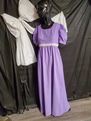 Vestido de festa maxi boêmio anos 60 vintage anos 70 flor poder margarida vestido de renda  - Imagem 1 de 4