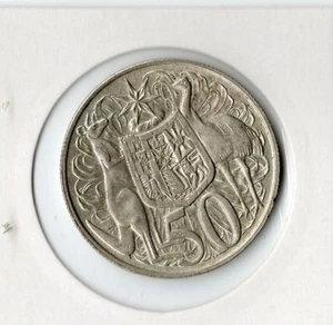 AUSTRALIA 1966 ROUND 50 CENT COIN SILVER AUNC - Picture 1 of 2