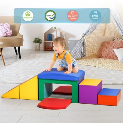 Kids 6-Piece Climb and Crawl Activity Play Set Safe Foam Blocks Soft Climber - Image 1 of 4