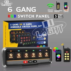 AUXBEAM 6 Gang RGB Slim Switch Panel Toggle LED Light Circuit Relay System Kit - Picture 1 of 17