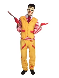 Men's Dapper Clown Costume Scary Circus Killer Adult Halloween Fancy Dress - Picture 1 of 3