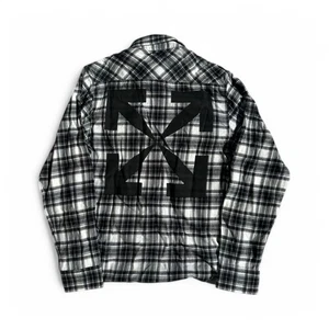 Authentic Off-White Flan Shirt Check Plaid Back Arrow Logo Black size XS - Picture 1 of 8