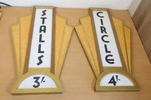 Retro Cinema Theatre Wall Signs "Stalls" & "Circle" Wood MDF Paper Prop - Picture 1 of 24