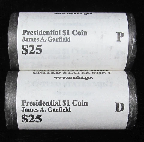 2011 P&D James A. Garfield Presidential Dollars Set of 2 U.S. Mint BU Rolls Cover