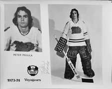 1973-74 PETER PROULX AHL HOCKEY AUTOGRAPH PHOTO NOVA SCOTIA VOYAGEURS NHL GOALIE