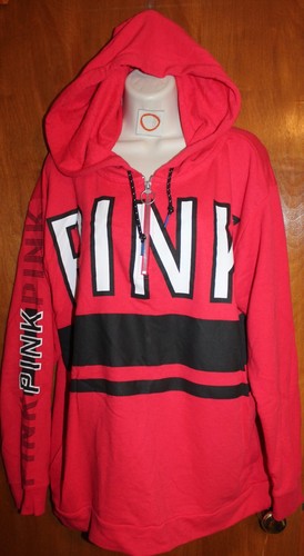 UNDERCOVER FELPA CON CAPPUCCIO Victoria's Secret ROSA Large (Rossa; Leggera; Quarto Zip)