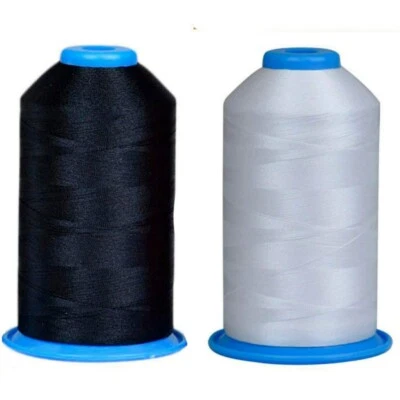 Huge Machine Embroidery Thread Black & White - Large Polyester Cones 5500 Yards - Image 1 of 4