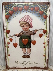 To My Valentine Metal Sign 8"X12" Hearts Love Cute Romantic Valentines Day - Picture 1 of 2