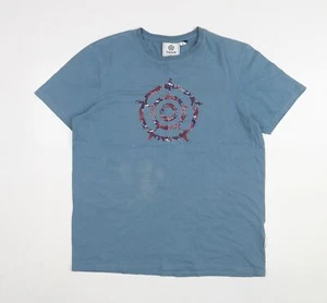 TOG24 Men's Blue Graphic Print Cotton T-Shirt - Size L - Picture 1 of 12