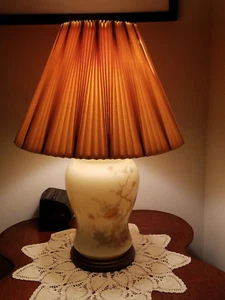 Vintage Opaque Lamp With Floral Design and Shade - Picture 1 of 5